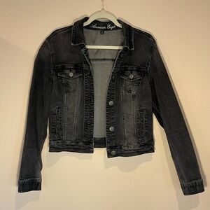 American Eagle Outfitters Black Jean Jacket Size L